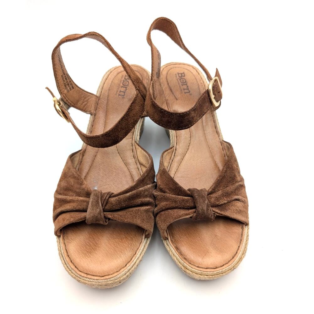 Born Monticello Knotted Wedge Sandal Women's Ankle Strap Brown Size US10M EU41 - Picture 14 of 14